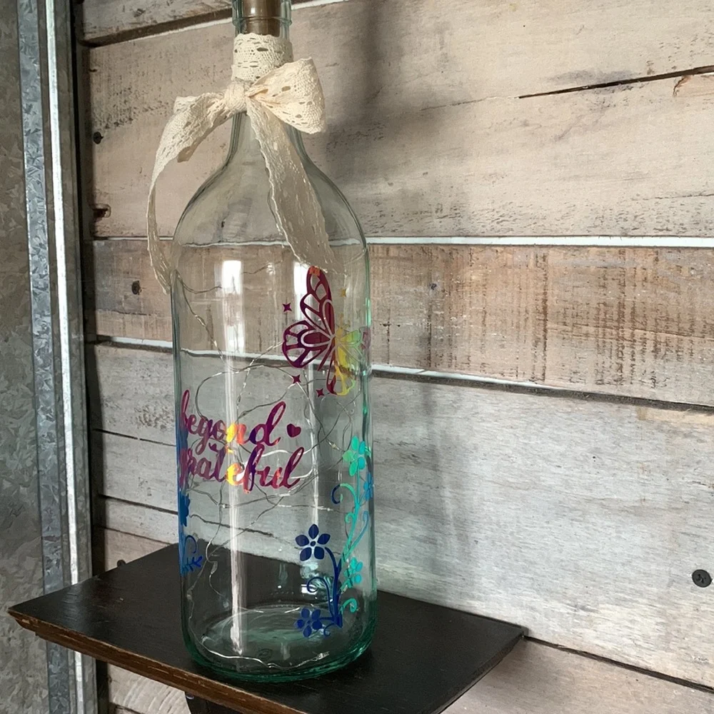 ‘Beyond Grateful’ logo lg wine bottle lantern
